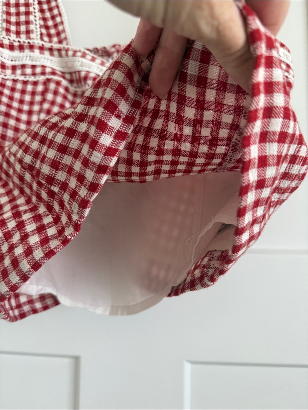 Reformation red gingham linen tank crop top - Picture 6 of 7